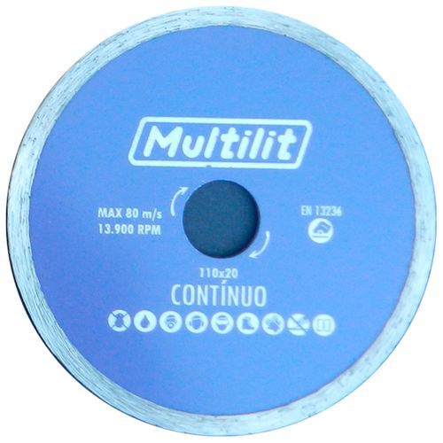 Disco de Corte Diamantado Multilit Liso Contínuo 100x20mm
