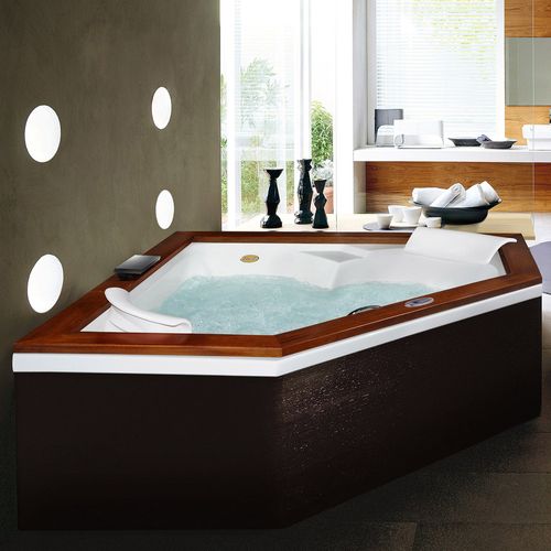 Banheira Jacuzzi Flexa Wood com Aquecedor Cascata/Blower em Acrílico 165x165x61cm