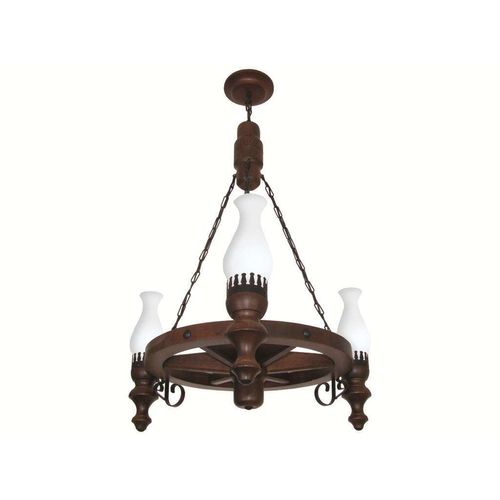 Lustre Roda Carroça Madeira para 3 Lâmpadas 903E Muller