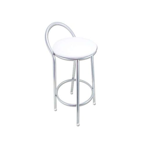 Banco 67cm C/Encosto Prata/Bco Metalnew