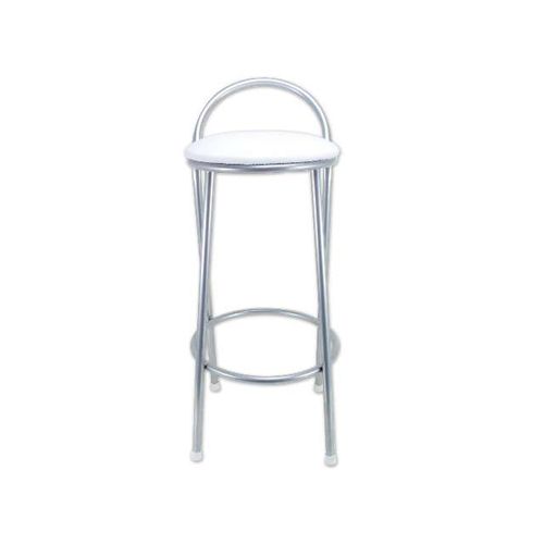 Banco 67cm C/Encosto Prata/Bco Metalnew