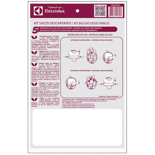 Saco Descartável Eletrolux para Aspiradores de Pó