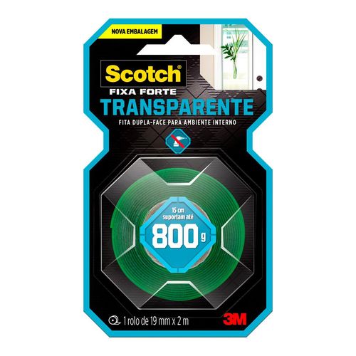 Fita Scotch 3M Fixa Forte Transparente 19mmx2m