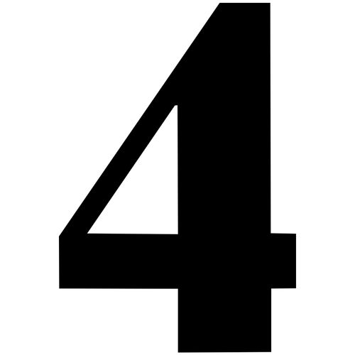 Número Acrílico Kami 14,5cm N.4 Preto