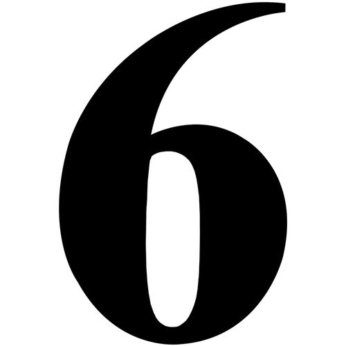 Número Acrílico Kami 14,5cm N.6 Preto