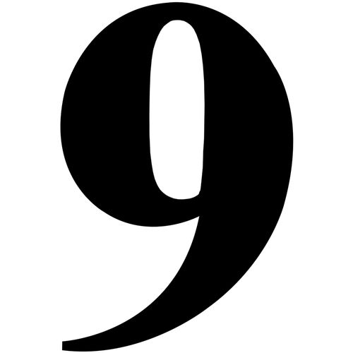 Número Acrílico Kami 14,5cm N.9 Preto