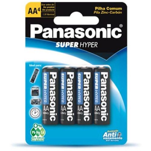 Pilha Comum AA Panasonic Super Hyper Zinco 4un