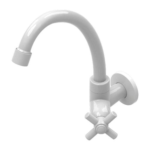 Torneira para Cozinha de Plástico Real C-31 1/4 Bica Alta Branca