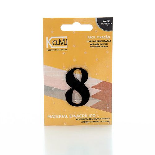 Número Acrílico Kami 4cm N.8 Preto