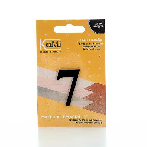 Número Acrílico Kami 4cm N.7 Preto
