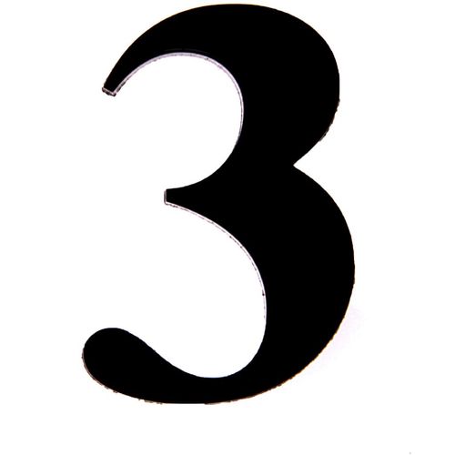 Número Acrílico Kami 4cm N.3 Preto