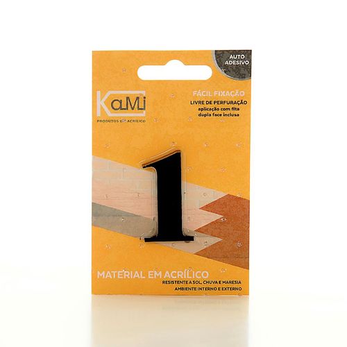 Número Acrílico Kami 4cm N.1 Preto