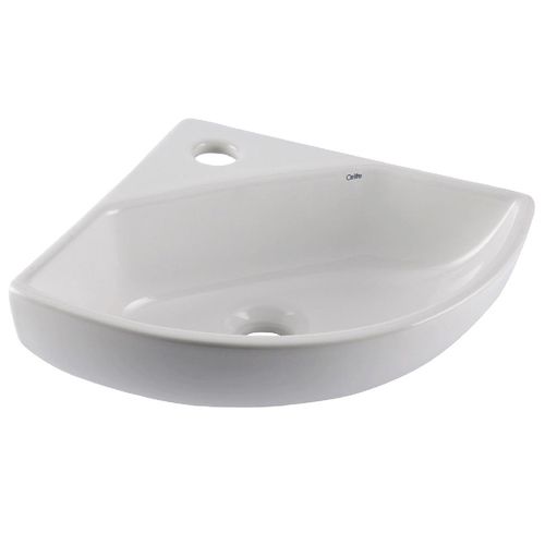 Lavatório Suspenso de Canto Celite Oval 34x42x34cm Branco