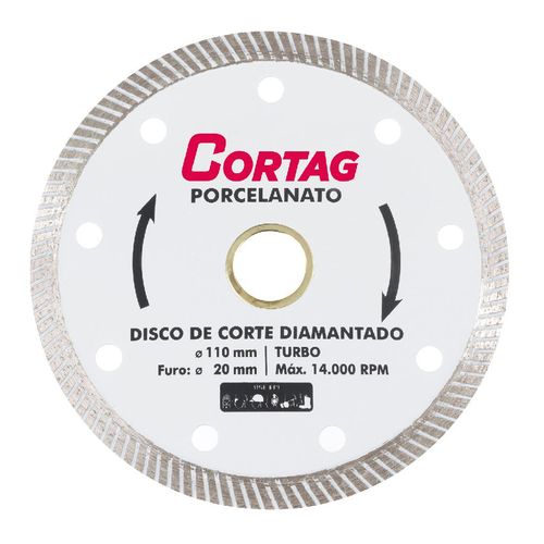 Disco de Corte Diamantado Cortag para Porcelanato e Cerâmica 110mm