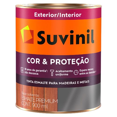 Tinta Esmalte Sintético Suvinil Cor &amp; Proteção Preto Brilhante 900ml