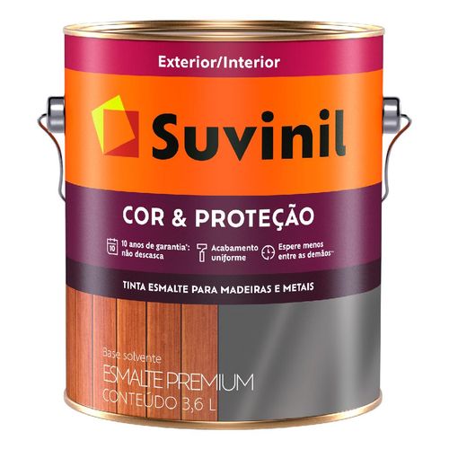 Tinta Esmalte Sintético Suvinil Cor &amp; Proteção Cinza Médio Brilhante 3,6 Litros