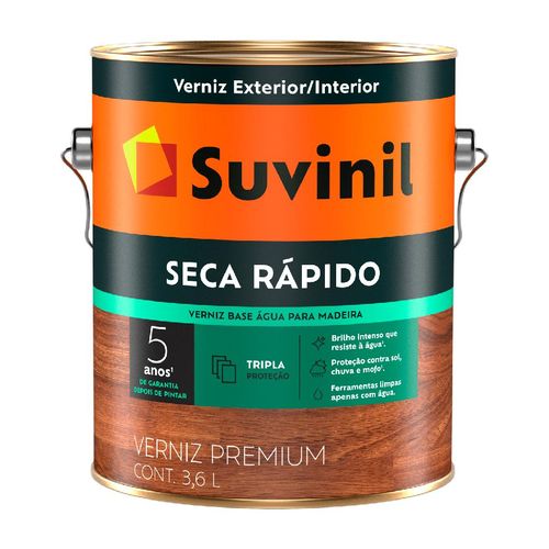 Verniz Seca Rápido Suvinil Base D' Água Imbuia Brilhante 3,6 Litros