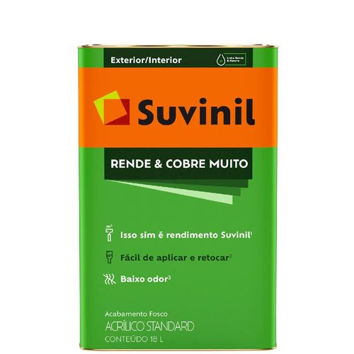 Tinta Rende e Cobre Muito Suvinil Acrílico Fosco Branco 18 Litros