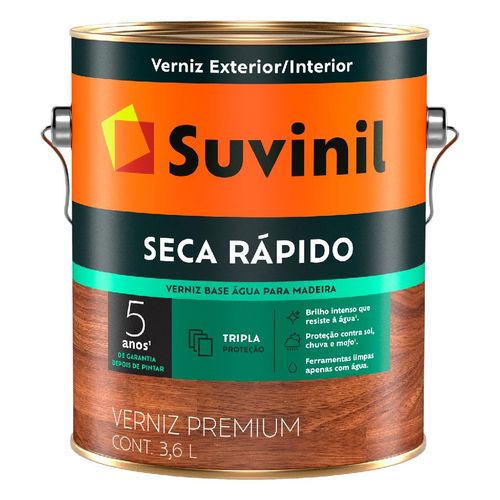 Verniz Seca Rápido Suvinil Base D' Água Mogno Brilhante 3,6L