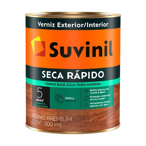 Verniz Seca Rápido Suvinil Base D' Água Imbuia Brilhante 0,9L
