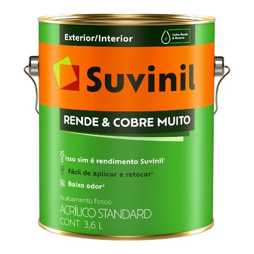 Tinta Rende e Cobre Muito Suvinil Acrílico Fosco Branco 3,6 Litros