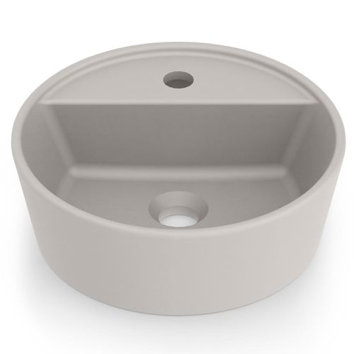 Cuba de Apoio Roca Optica com Mesa Curva Redonda Beige 37cm