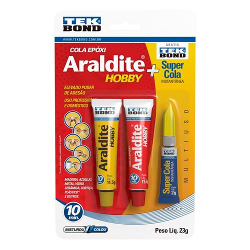 Kit Adesivo Teckbond 23g Araldite Hobby + Super Cola Blister