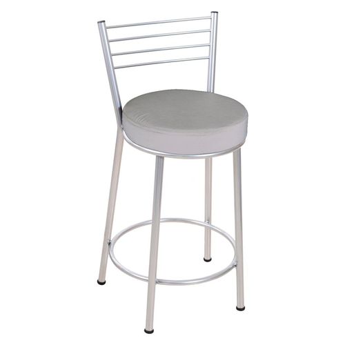 Banco Ferro 60cm Metalnew Roma Prata/Branco