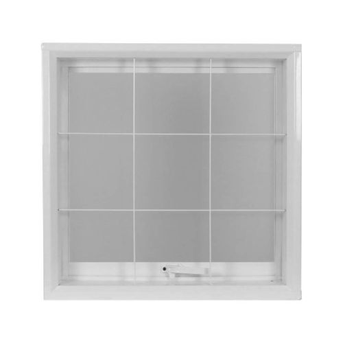 Janela Maxim-Ar de Aço Mgm com Grade Quadriculada e Vidro Boreal Branco 60x60x12