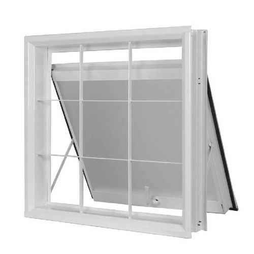 Janela Maxim-Ar de Aço Mgm com Grade Quadriculada e Vidro Boreal Branco 60x60x12