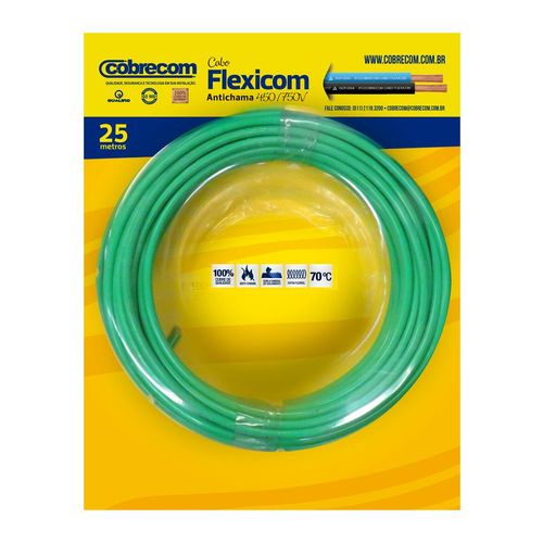 Cabo Flexível 6mm Blister 25M Verde 450/750 Cobrecom