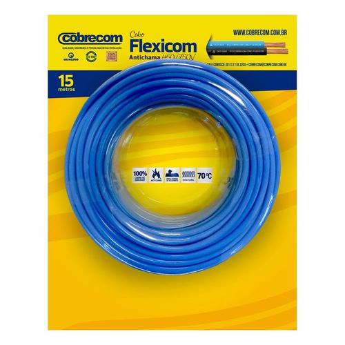 Cabo Flexível 10mm Blister 15M Azul Claro 450/750 Cobrecom