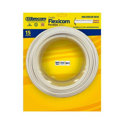 Cabo Flexível 2x1,5mm 15m Paralelo Blister Branco 300V Cobrecom
