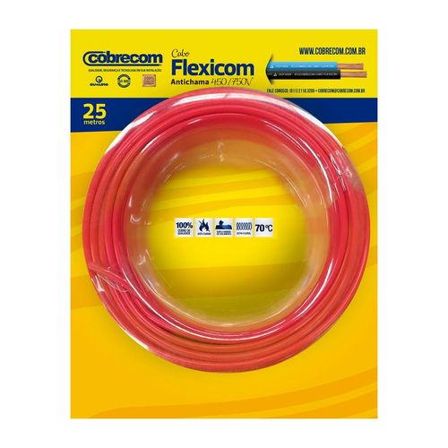 Cabo Flexível 1,5mm Blister 25M Vermelho 450/750 Cobrecom