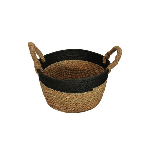 Cesta Redonda Ndi Bege Natural e Preto 22x13cm ST52163