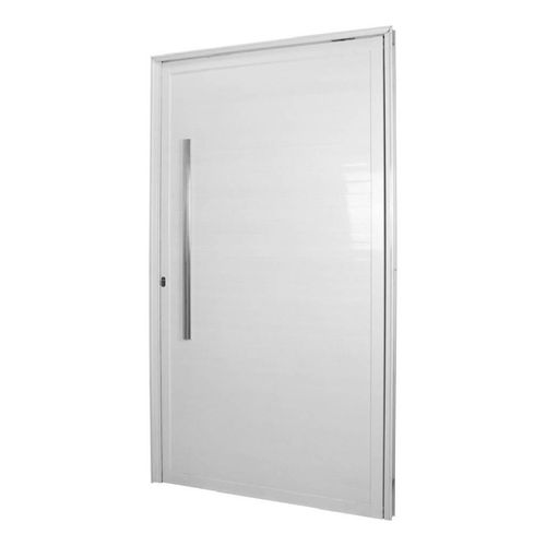 Porta Alumínio 210x80 Lambri Project Branca Esquerda Fechadura Rolete e Puxador 121561 Mgm
