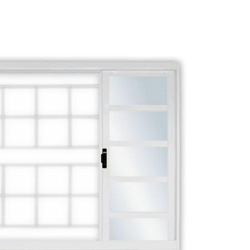 Vitrô Aço 100x120x6 Branco 4 Folhas Grade Quadriculada Vidro Liso 24881 Mgm