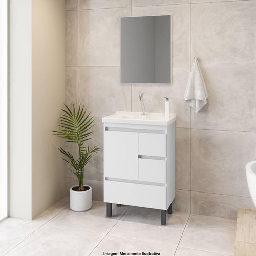 Kit Armário Pia e Espelheira Gaam Lott Branco 60cm