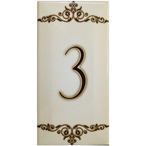 Número Cerâmico N.3 Gabriella Bege "A" 7,5x15