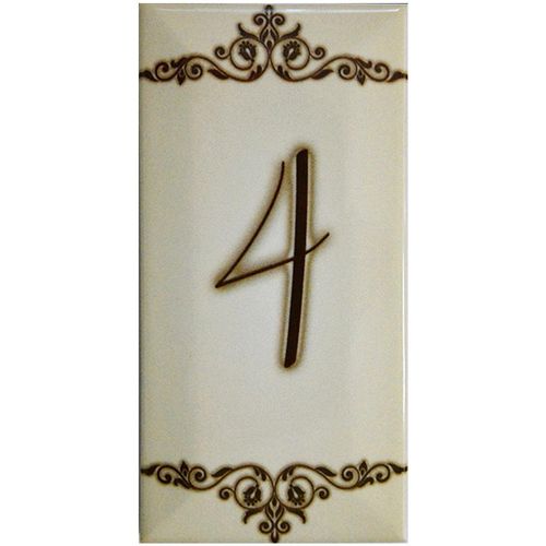 Número Cerâmico N.4 Gabriella Bege "A" 7,5x15