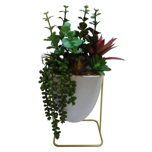 PLANTA ARTIFICIAL 0 VERDE E VERMELHA COM ARMAÇÃO DE FERRO DOURADA ST55909 Ndi