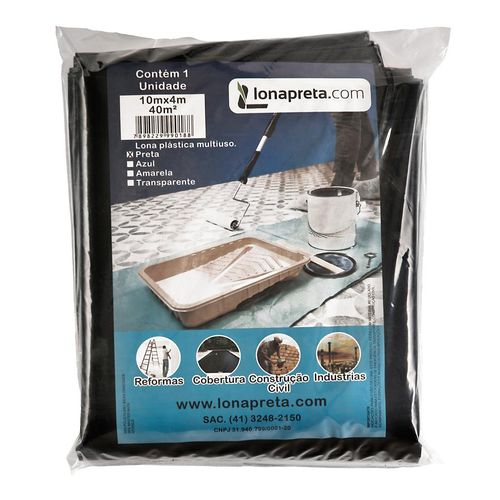 Lona Plástica 10X4m 150 Micras Preta Lonas  Paraná
