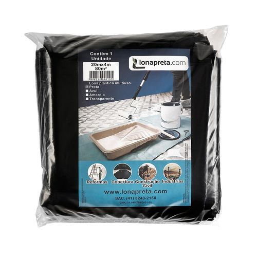 Lona Plástica 20x4M Preto Lonas  Paraná
