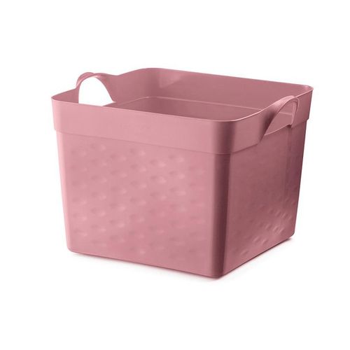 Cesto Plástico Sanremo para Roupa Moolti Quadrado Rosa 22L
