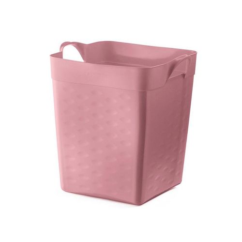 Cesto Plástico Sanremo para Roupa Moolti Quadrado Rosa 18L