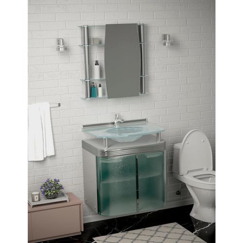 Gabinete Banheiro Cris Metal Master com Cuba 61x75x45cm