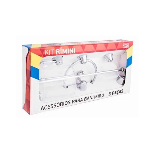 Kit Acessórios Rimini Cromado/Cristal 5 Peças Aquaplás