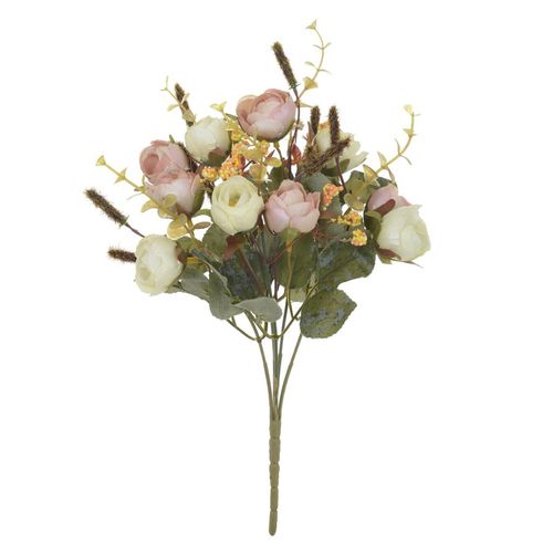 Arranjo Camélia Flor Arte Rosa e Creme 31cm