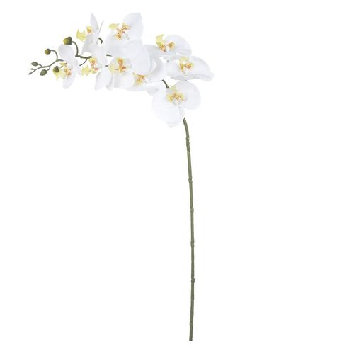 Arranjo Orquídea Phalaenopsis Flor Arte Branco e Amarelo 94cm