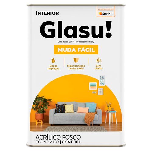 Tinta Acrílica Glasu Muda Fácil Algodão Egípcio Fosco 18 Litros